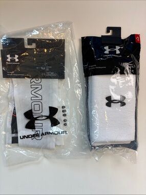 NEW Under Armour Bundle Arm Sleeve & Wristbands White S/M Compression Consign